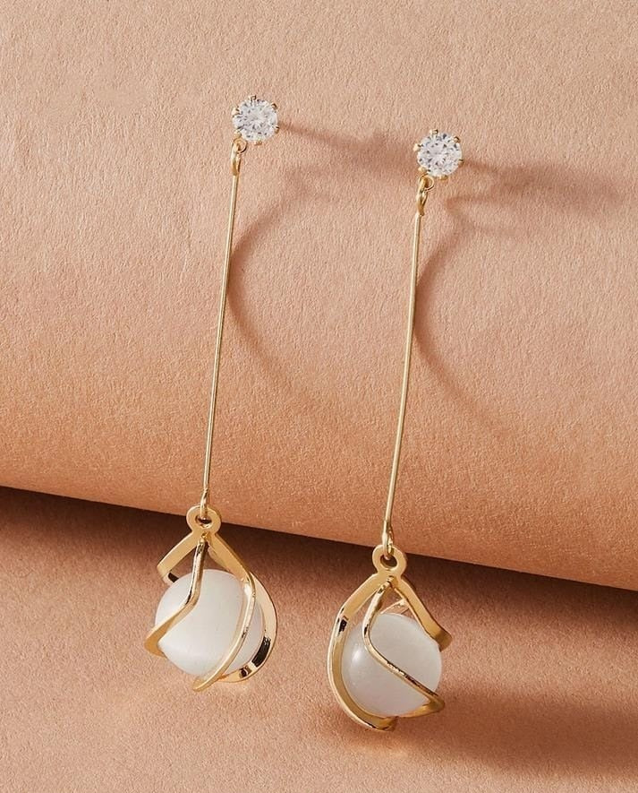 Rhinestone Decor : Ball Drop Earrings