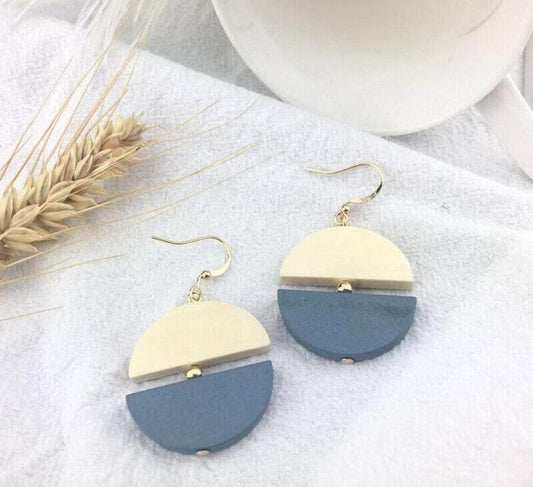 Round Drop Earrings : Two Tone