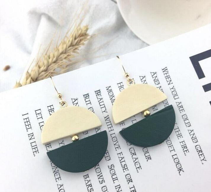 Round Drop Earrings : Two Tone