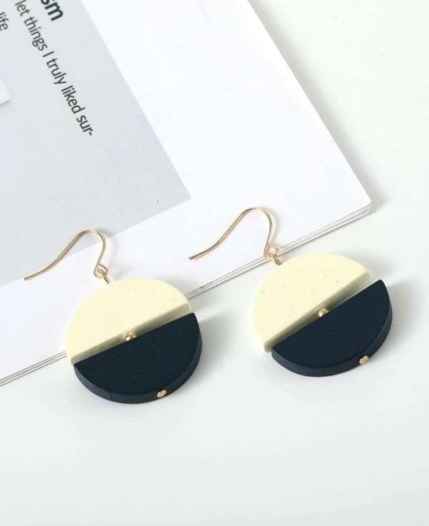 Round Drop Earrings : Two Tone