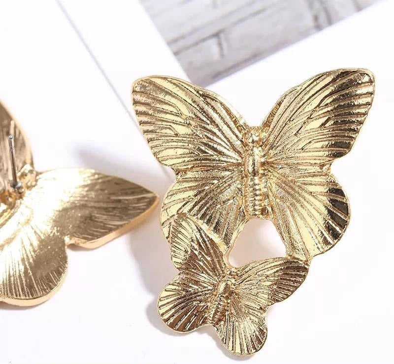 Gold Plated Stylish Earrings : Butterfly Design