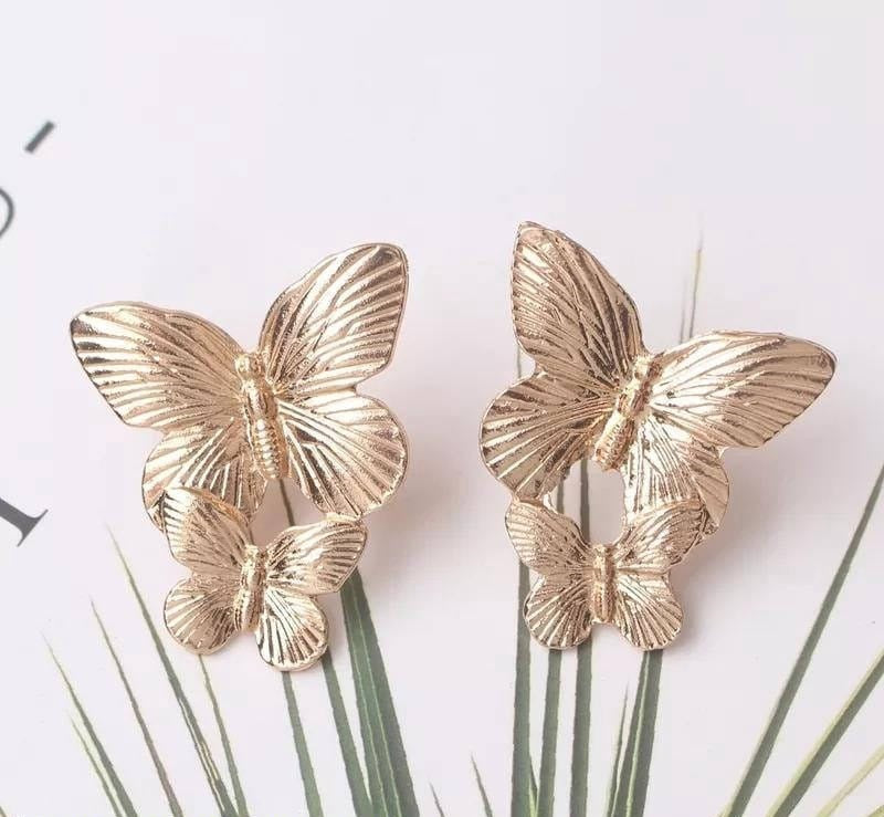 Gold Plated Stylish Earrings : Butterfly Design