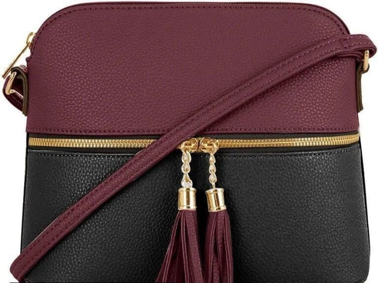 Women's Leather Plain Shoulder Bag Pack Of 3 Maroon/Black