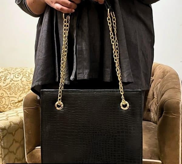 Women's Leather Shoulder Bag : Black/Brown