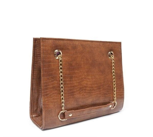 Women's Leather Shoulder Bag : Black/Brown