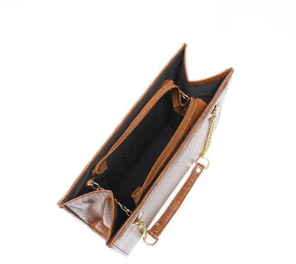 Women's Leather Shoulder Bag : Black/Brown