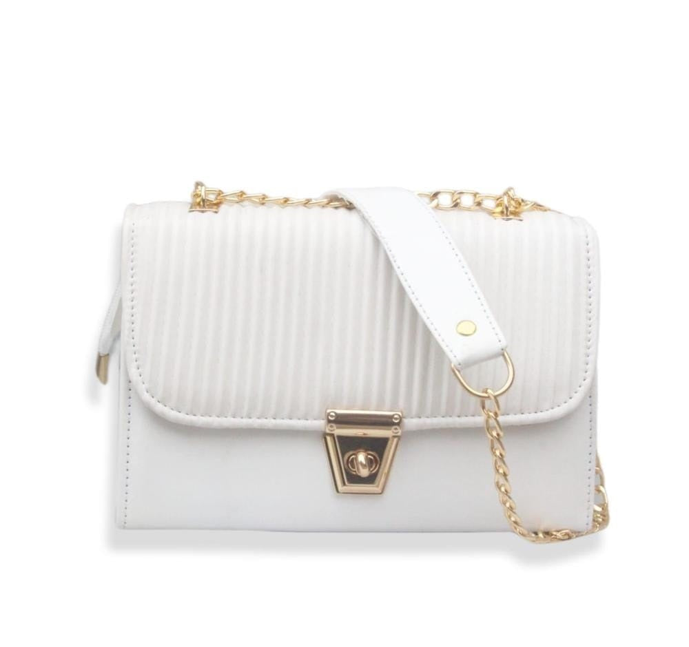 Women's PU Leather Plain Top Handle Shoulder Bag : White