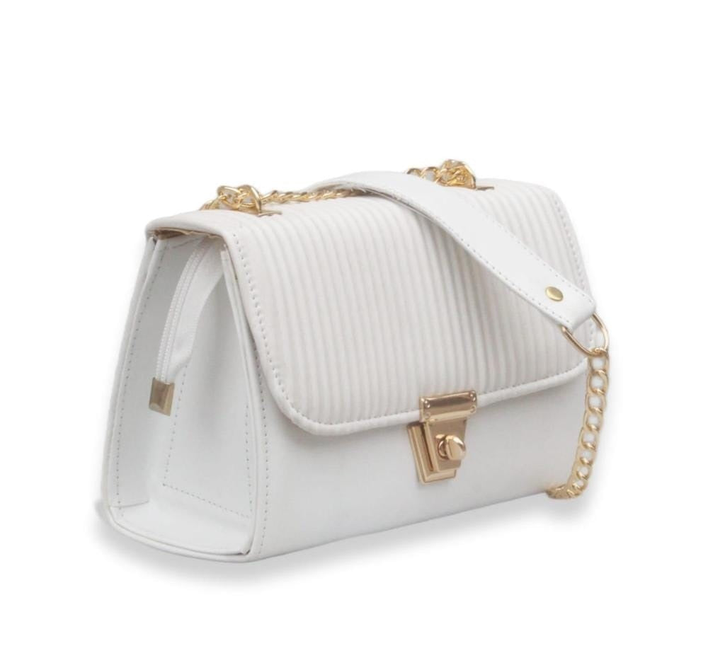 Women's PU Leather Plain Top Handle Shoulder Bag : White