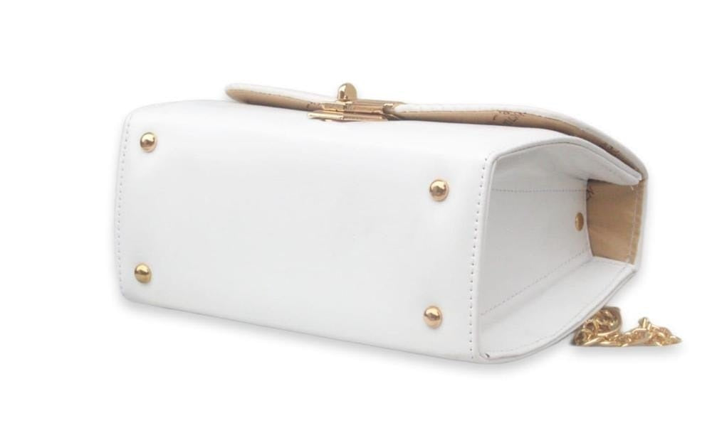 Women's PU Leather Plain Top Handle Shoulder Bag : White