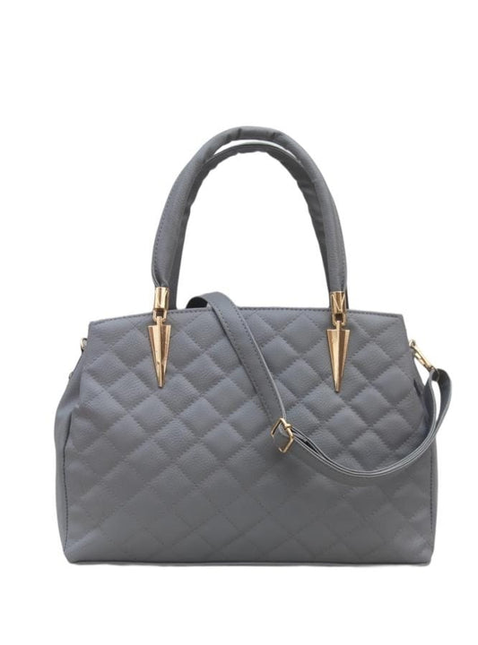 Stylish Hand Bag With Top Handle And Long Strap : Grey