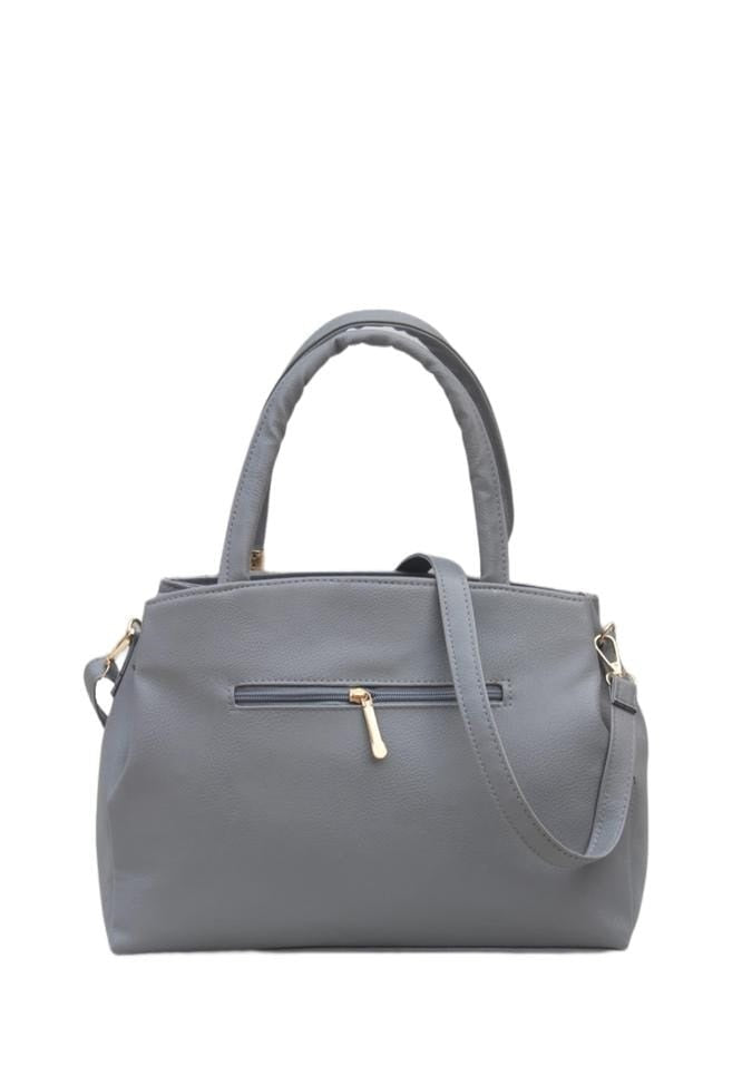 Stylish Hand Bag With Top Handle And Long Strap : Grey