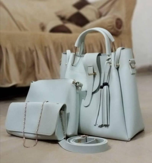 3 Pcs Handbag For Women : Cyan