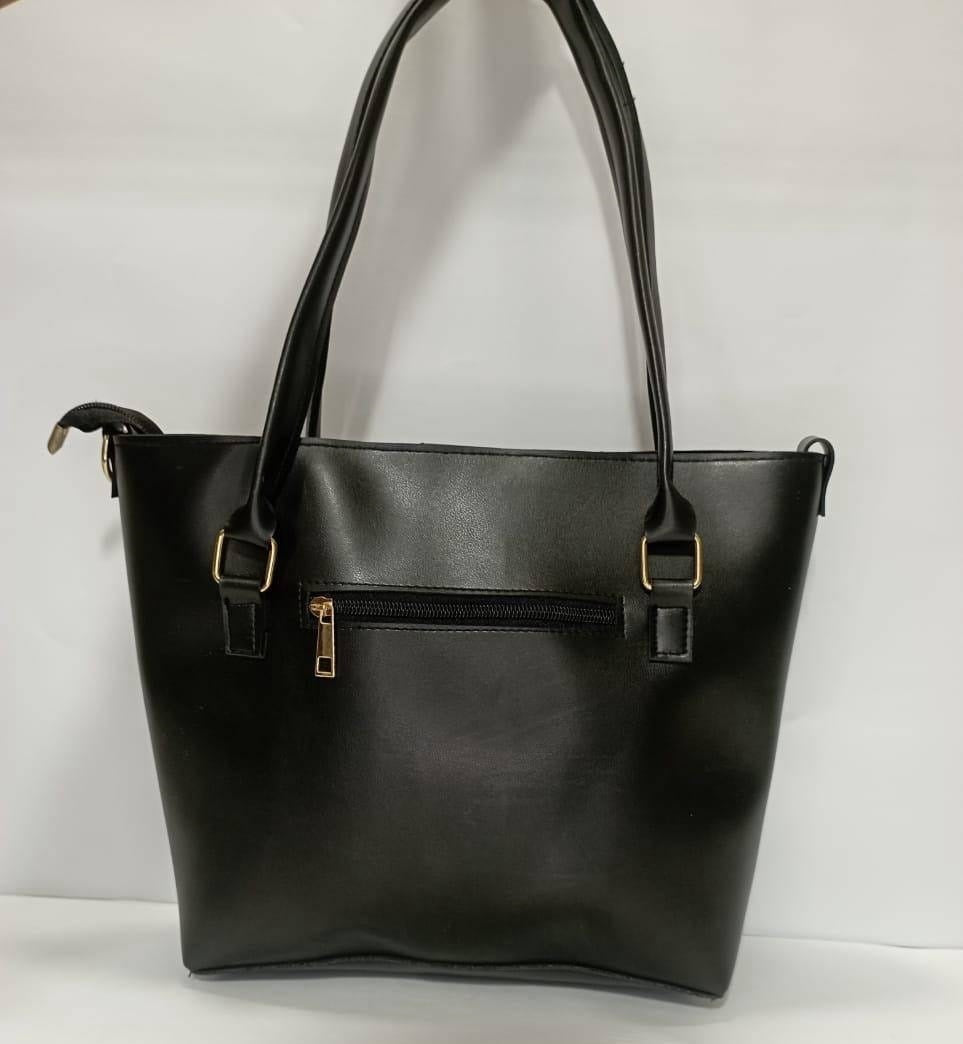 Women's Leather Shoulder Bag : Black/White