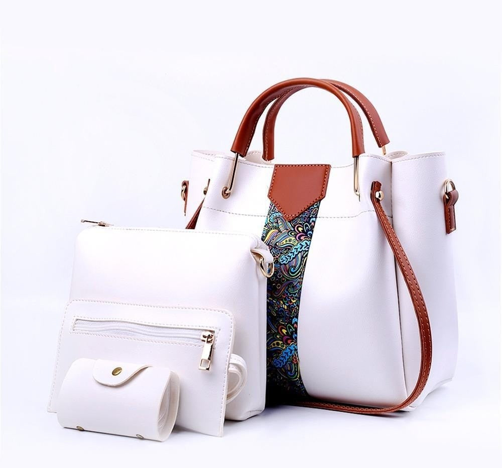 4 Pcs Women's Leather Shoulder Bag : 8 Colours