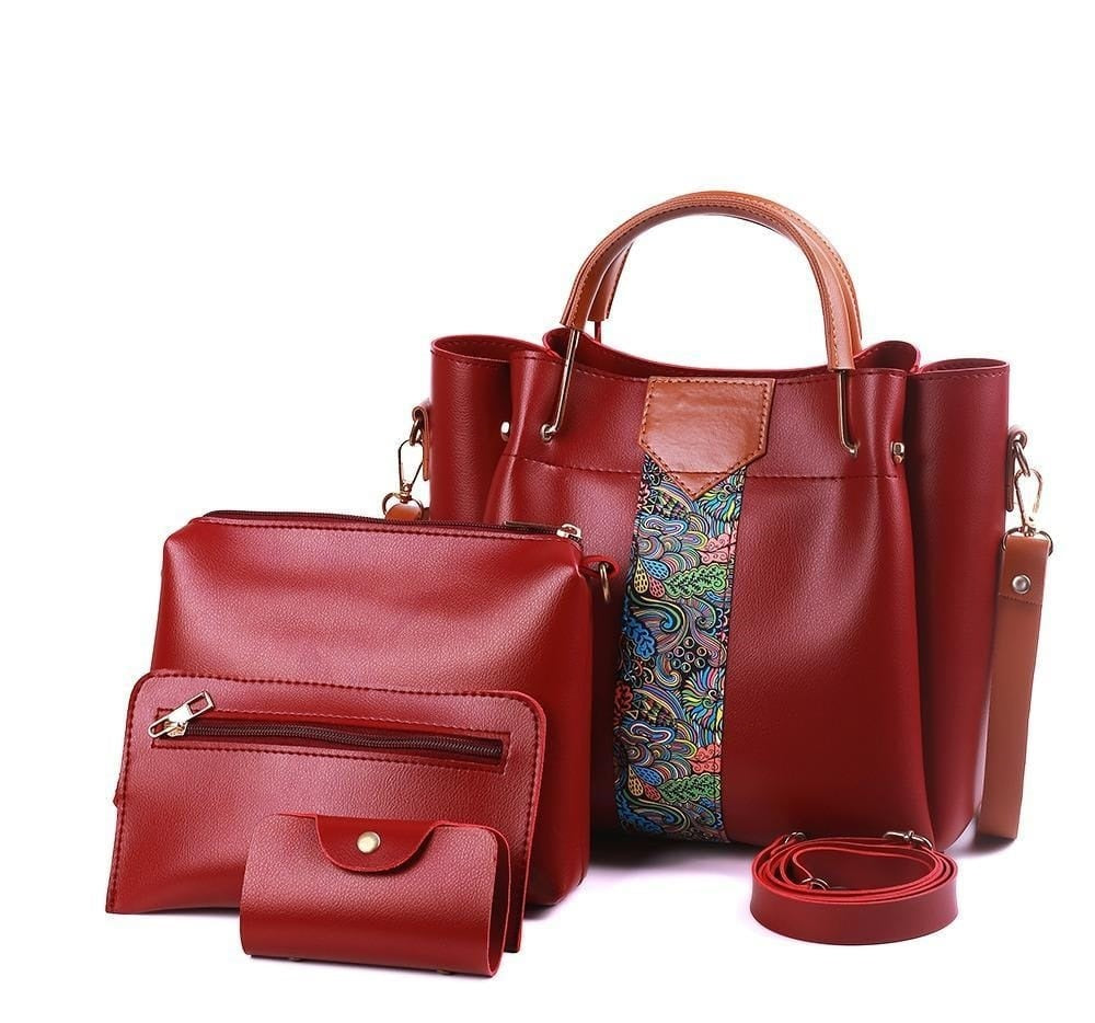 4 Pcs Women's Leather Shoulder Bag : 8 Colours