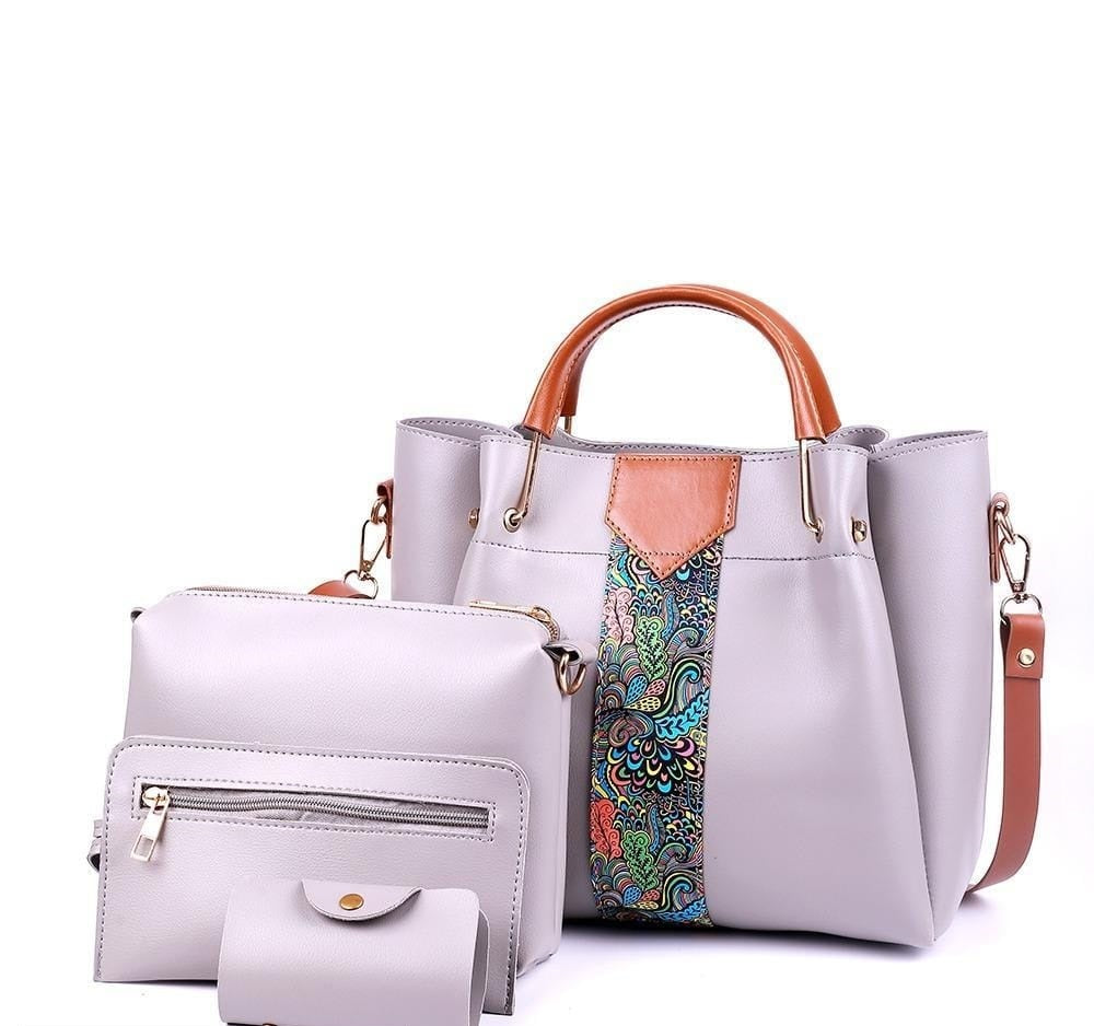 4 Pcs Women's Leather Shoulder Bag : 8 Colours