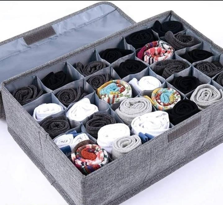 Socks Organizer 24 Pockets : Grey Multipurpose