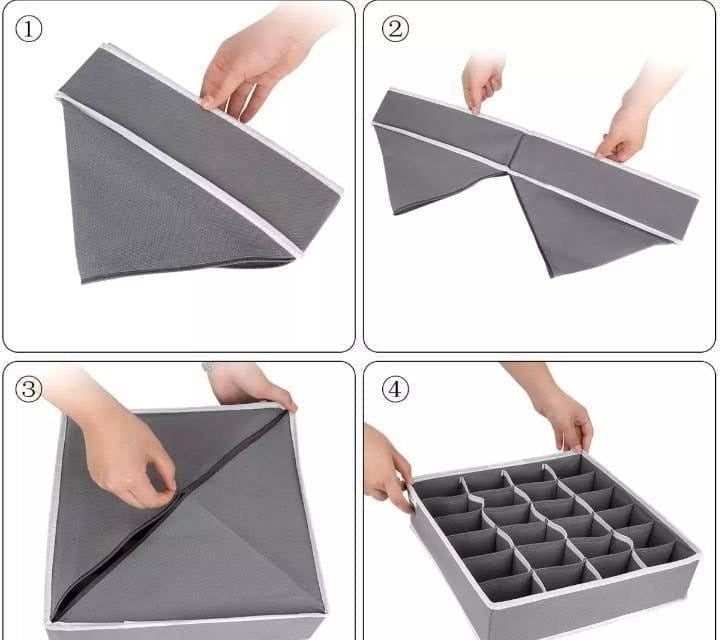 Socks Organizer 24 Pockets : Grey Multipurpose