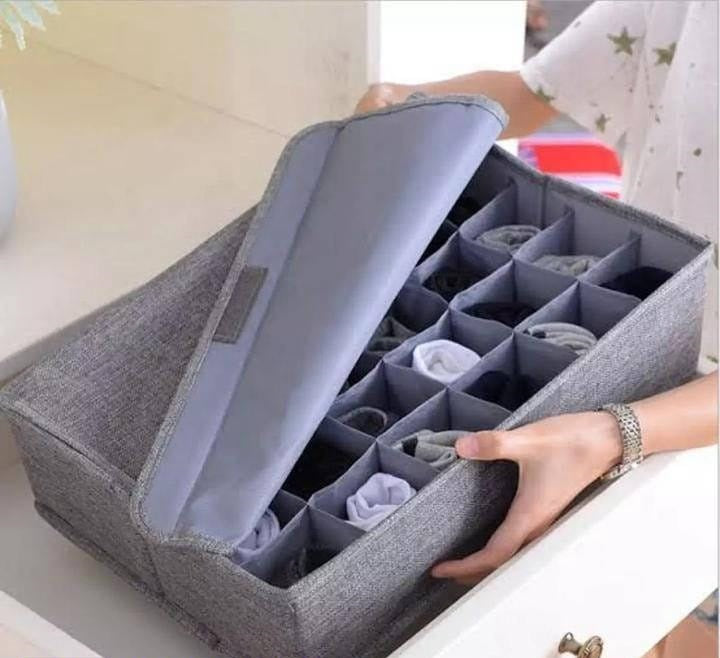 Socks Organizer 24 Pockets : Grey Multipurpose