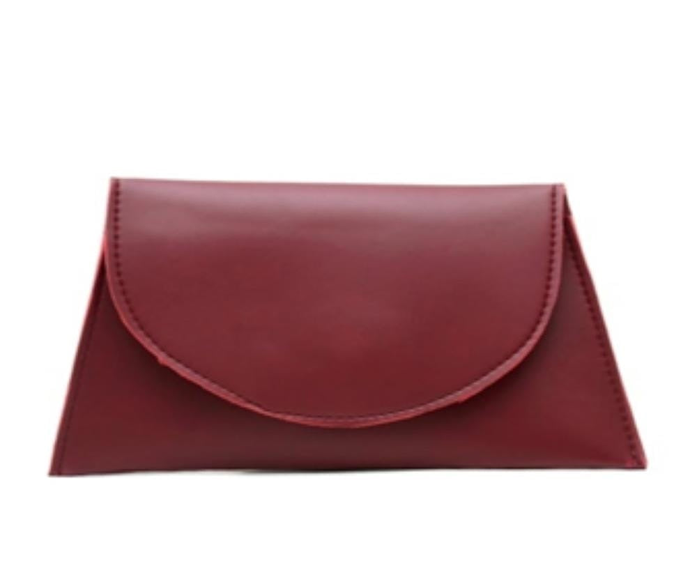 Women's Leather Plain Tote Handbag 2Pcs : Maroon