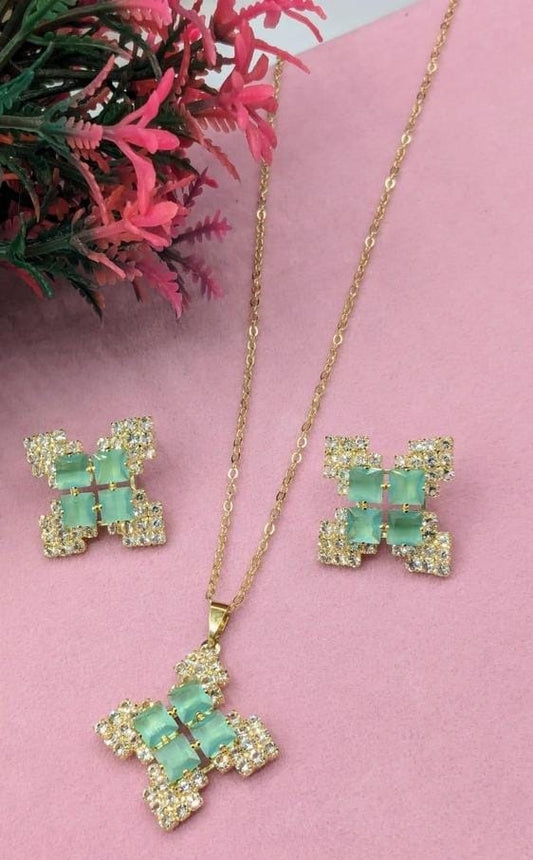 3 Pcs Trendy Locket Set : Turquoise - Pink