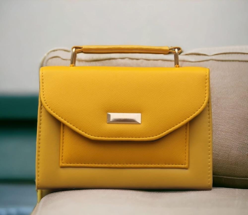 Stylish Bag With  Long Strap : Mustard/Beige/Maroon