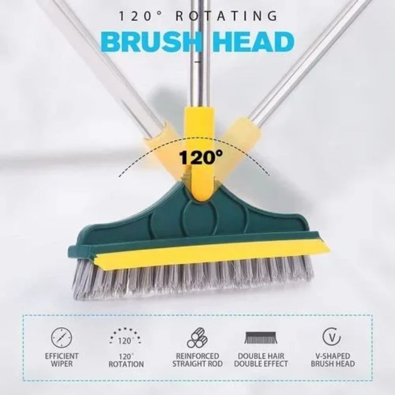 Multi-Functional Rotating Floor Scrub Brush: 2-in-1 with Long Handle