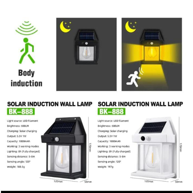 BK-888 Solar Wall Lamp: Motion Sensor with 3 Light Levels