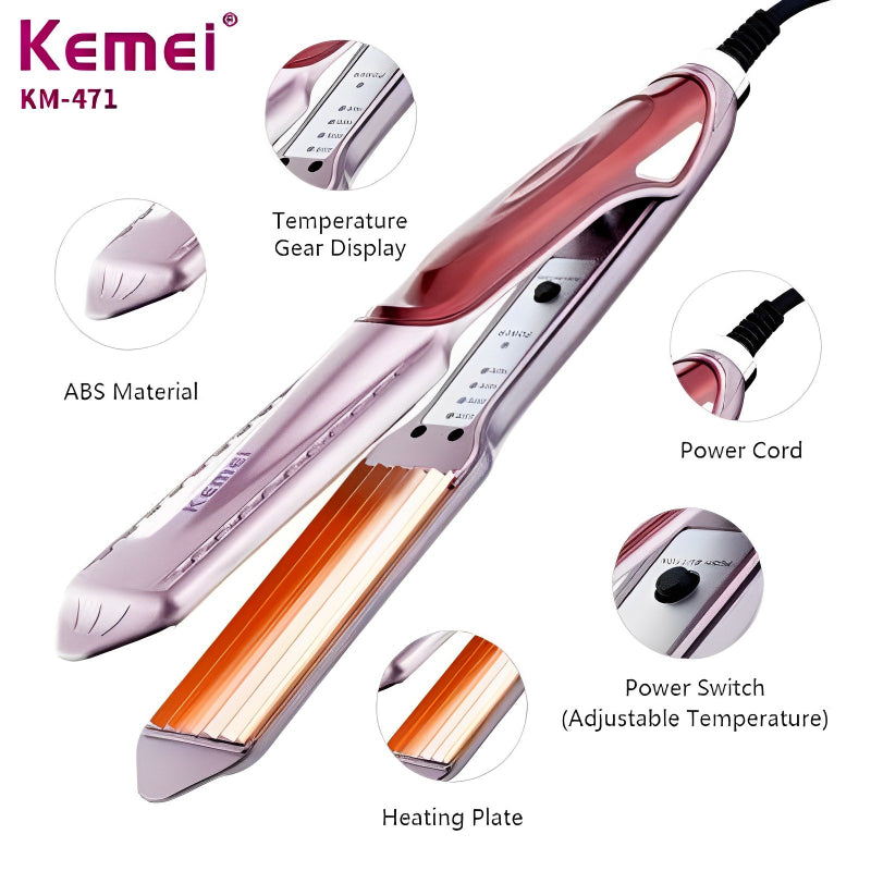 KM-471 Kemei Professional Hair Straightener: Temperature Control