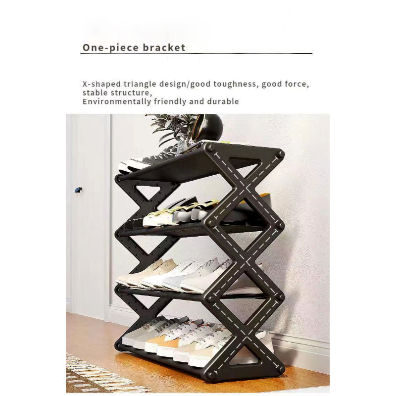 X-Type Shoe Organizer: Foldable 4-Layer Stand