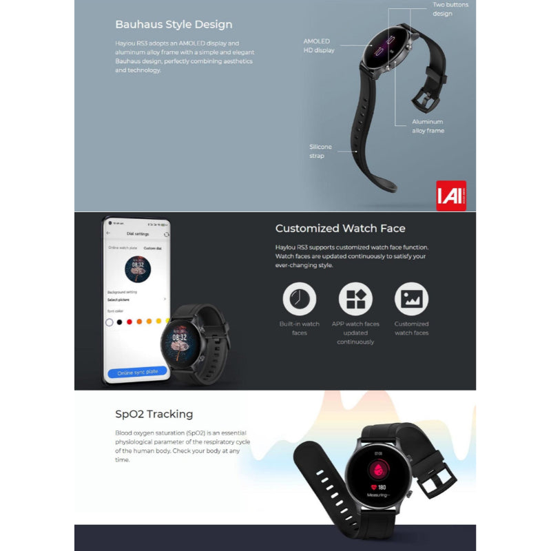 Haylou RS3 Smartwatch: 1.2" AMOLED Display Fitness Watch