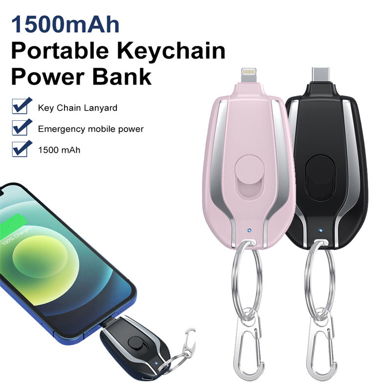 Ultra-Compact Keychain Emergency Charger: 1500mAh Power Bank