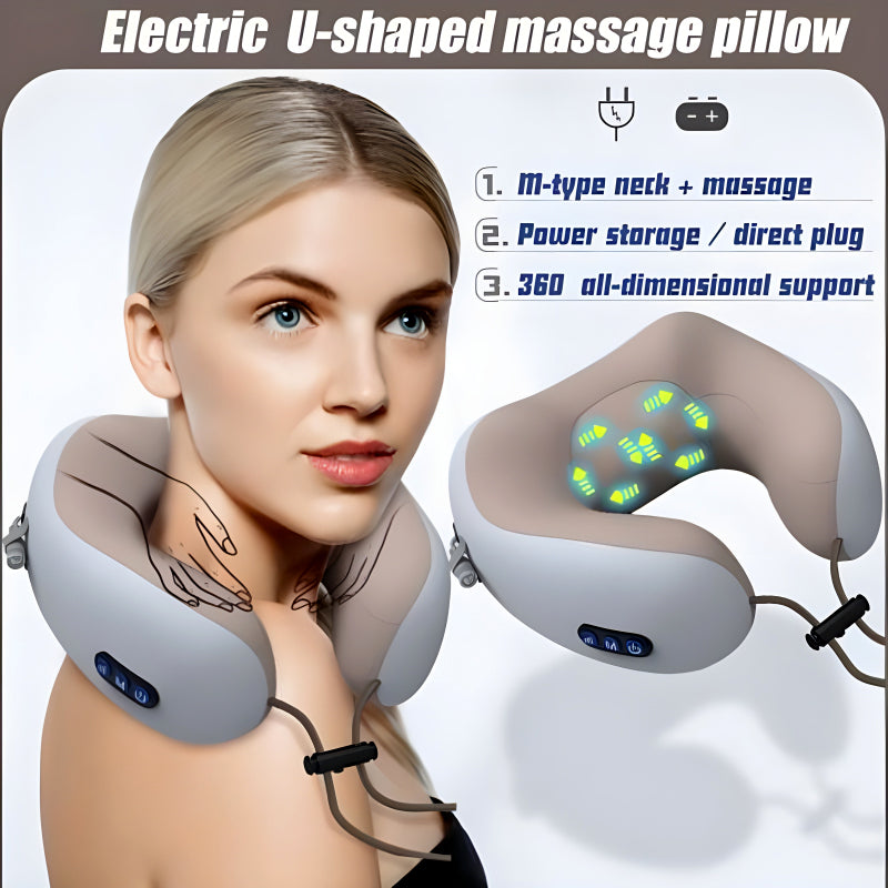 U-Shaped Electric Massage Pillow: For Outdoor, Home, and Car Relaxation