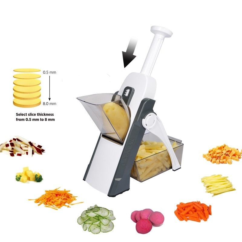 VeggieSlice: Multifunctional Cutter with Basket - Effortless Food Prep