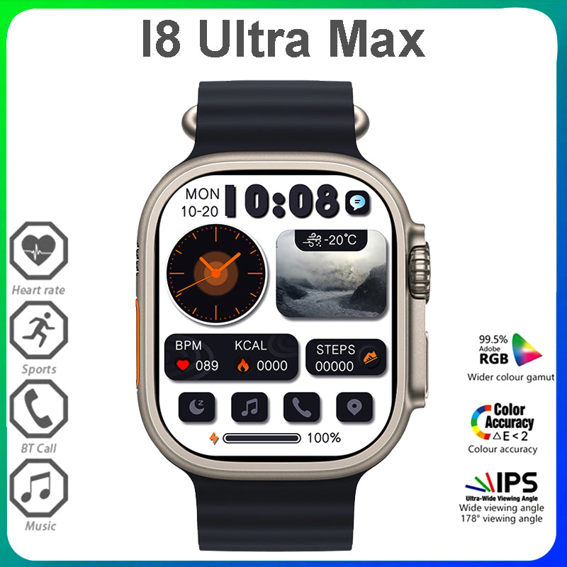 I8 Ultra Max Smartwatch: 1.75" HD Display with Bluetooth Calling