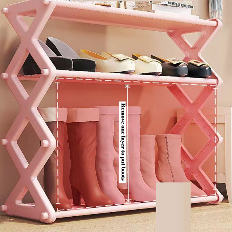 X-Type Shoe Organizer: Foldable 4-Layer Stand