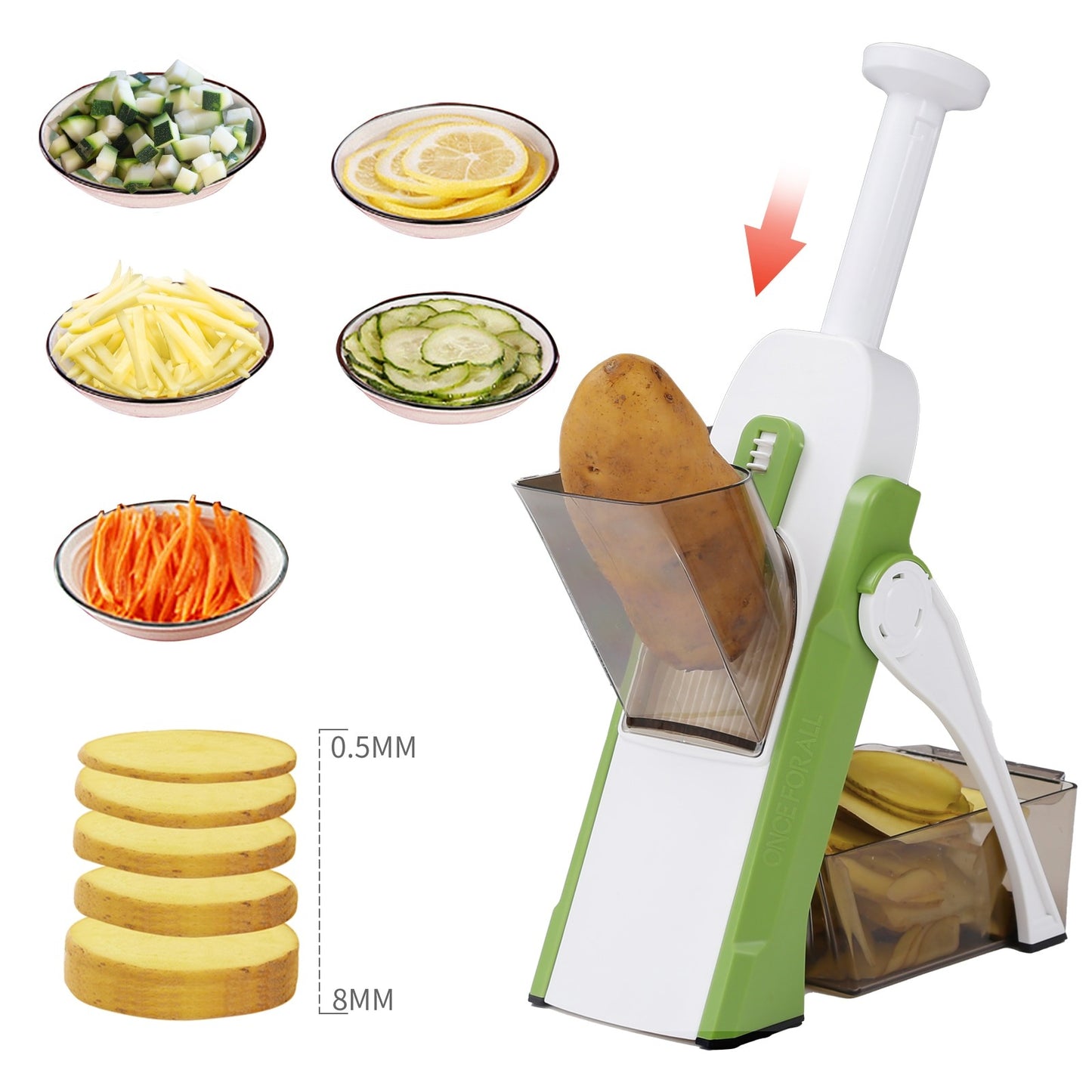 VeggieSlice: Multifunctional Cutter with Basket - Effortless Food Prep