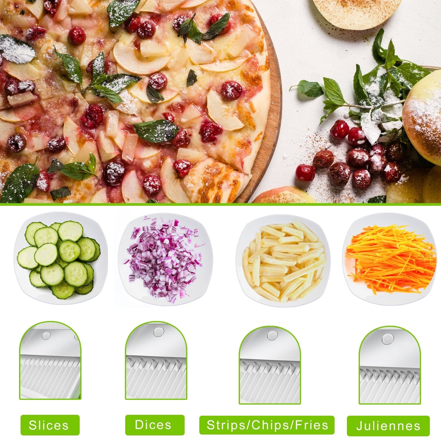 VeggieSlice: Multifunctional Cutter with Basket - Effortless Food Prep