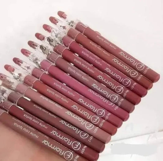 Flormar Matte Lipstick Pencil Set - 12 Pcs: Vibrant Shades