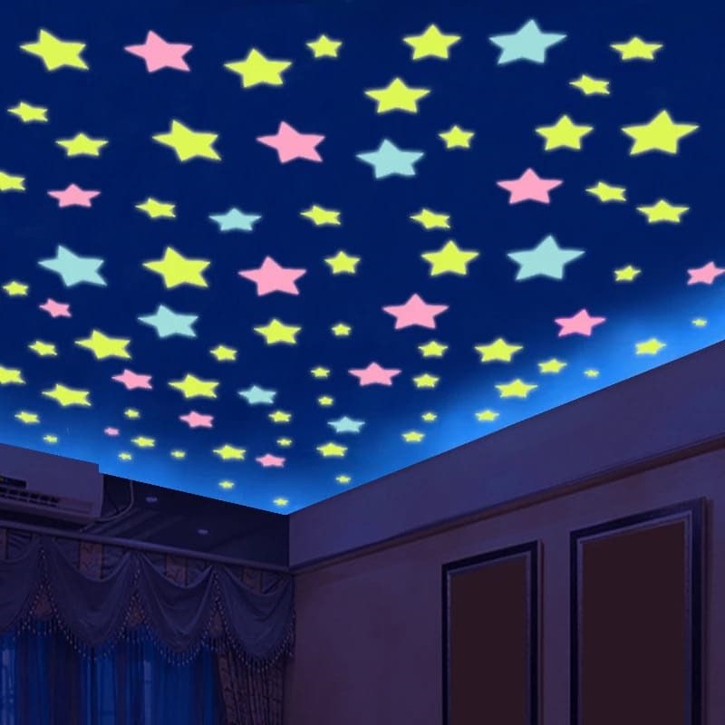 Glow In The Dark Stars Wall Stickers Set - Pack of 2 Sheets with 100 Pieces