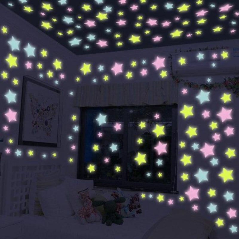 Glow In The Dark Stars Wall Stickers Set - Pack of 2 Sheets with 100 Pieces