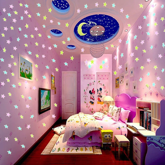 Glow In The Dark Stars Wall Stickers Set - Pack of 2 Sheets with 100 Pieces