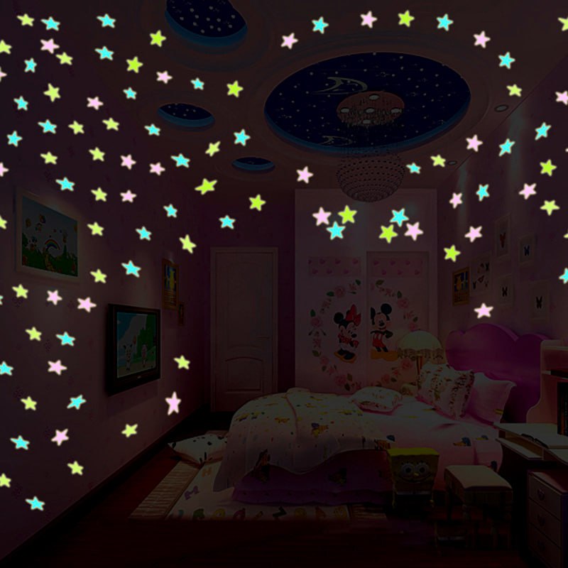 Glow In The Dark Stars Wall Stickers Set - Pack of 2 Sheets with 100 Pieces