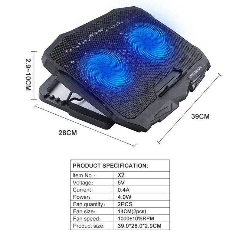 WhisperCool X2: High Airflow Laptop Cooling Pad