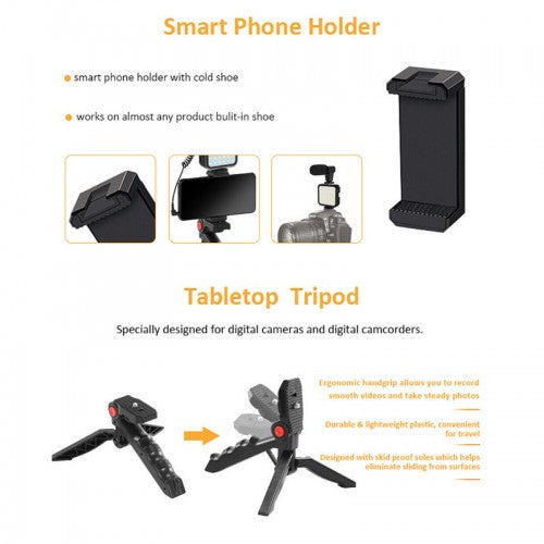 Professional Vlogging Kit: Tripod with LED Video Light & Phone Holder