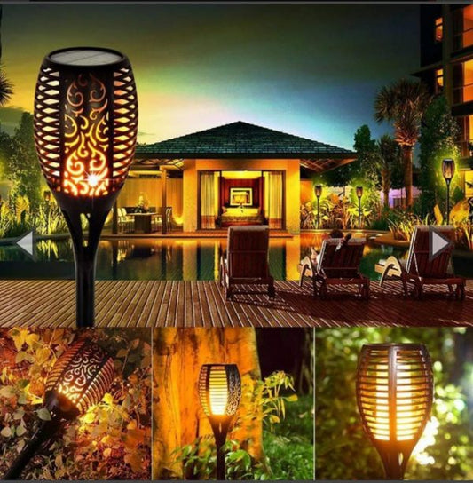 Solar Lights with Flickering Flames: Outdoor Garden Path Solar Light