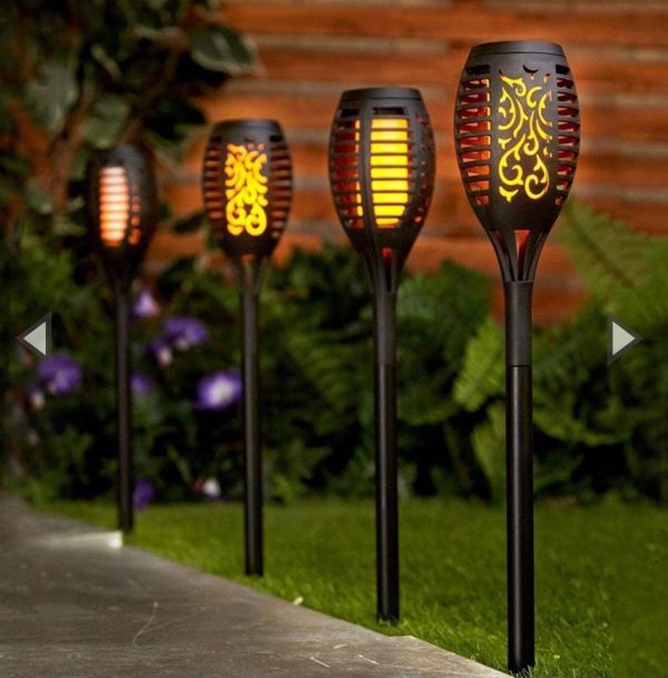 Solar Lights with Flickering Flames: Outdoor Garden Path Solar Light