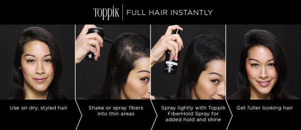 Toppik Pack of 3: Fiber 27.5gm, Hair Comb, Applicator - Black/Dark Brown