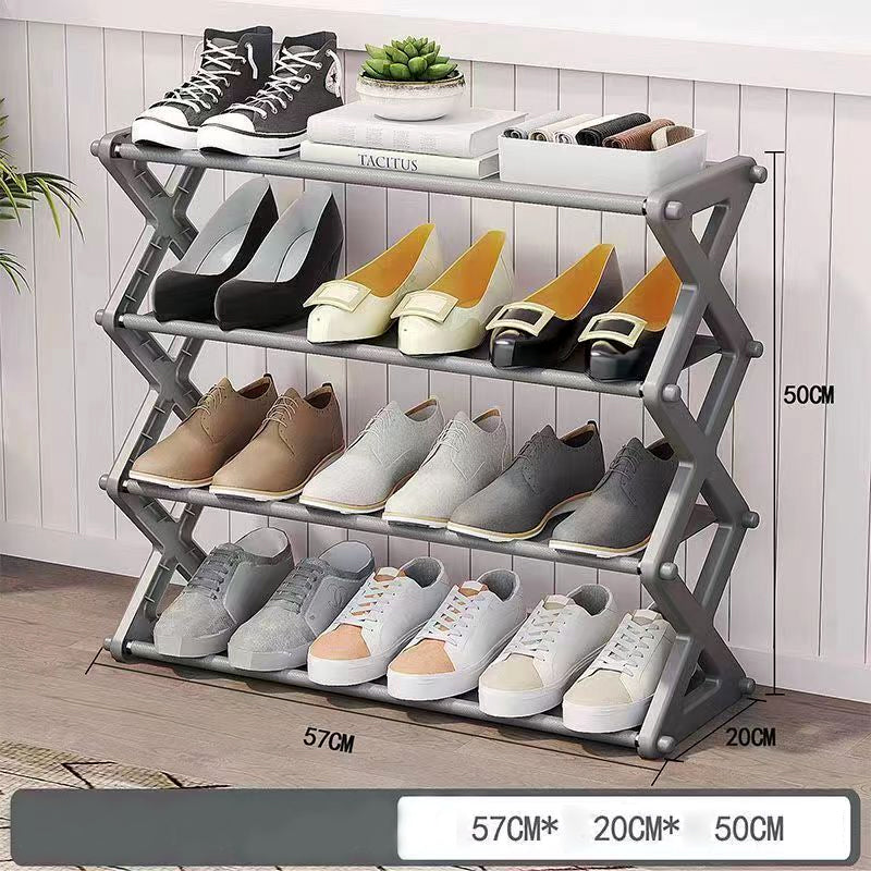 X-Type Shoe Organizer: Foldable 4-Layer Stand