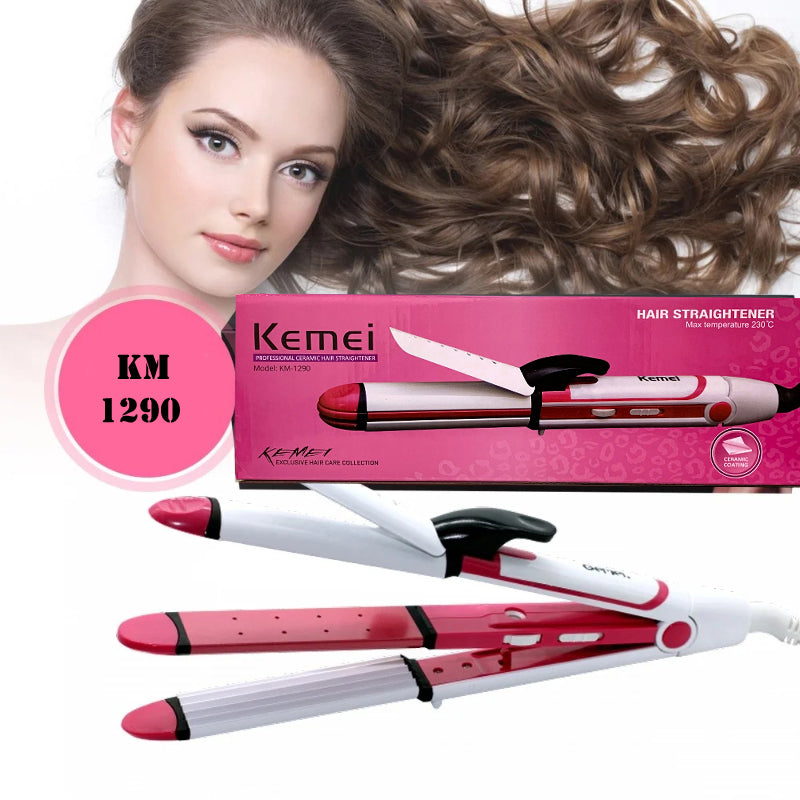 Kemei KM-1290 Ceramic Hair Straightener: Multi-Functional Styling